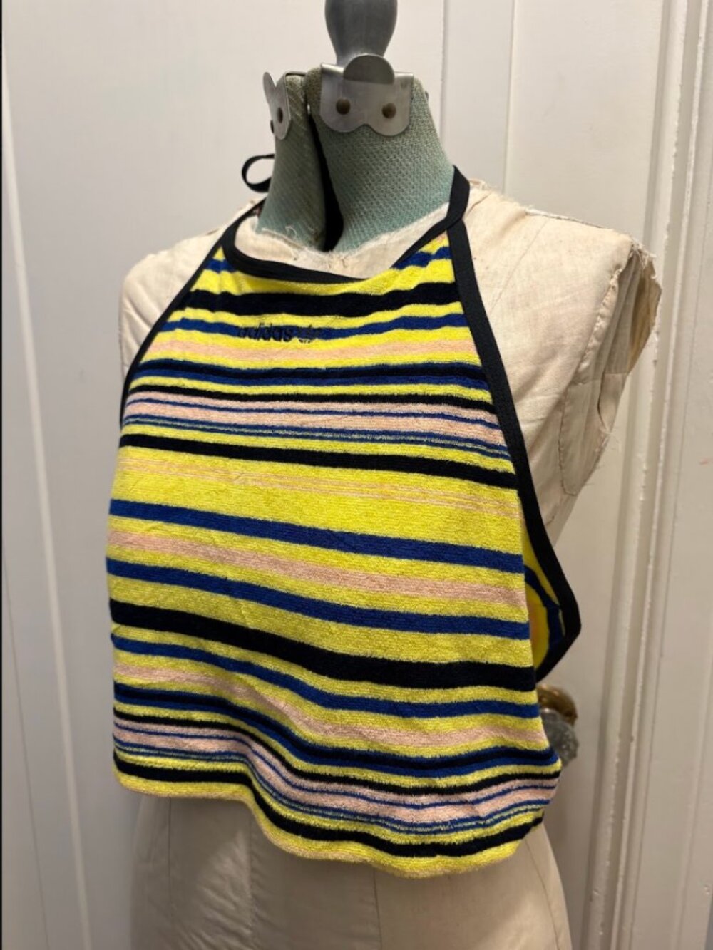 adidas Originals NWT Striped Terry Cloth Halter Crop Top Size Large